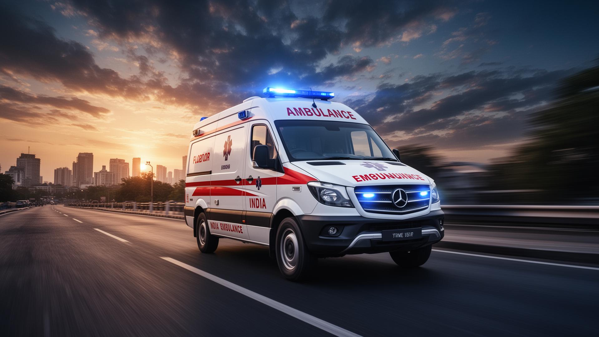 Emergency ambulance on road